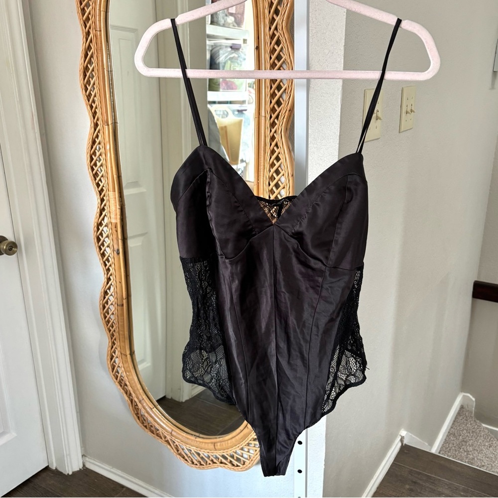 Guess / Black Lace Mesh Panel Bodysuit